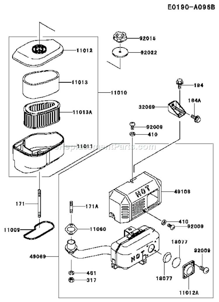 Page A Diagram and Parts List for FC290V AS17 Kawasaki Engine