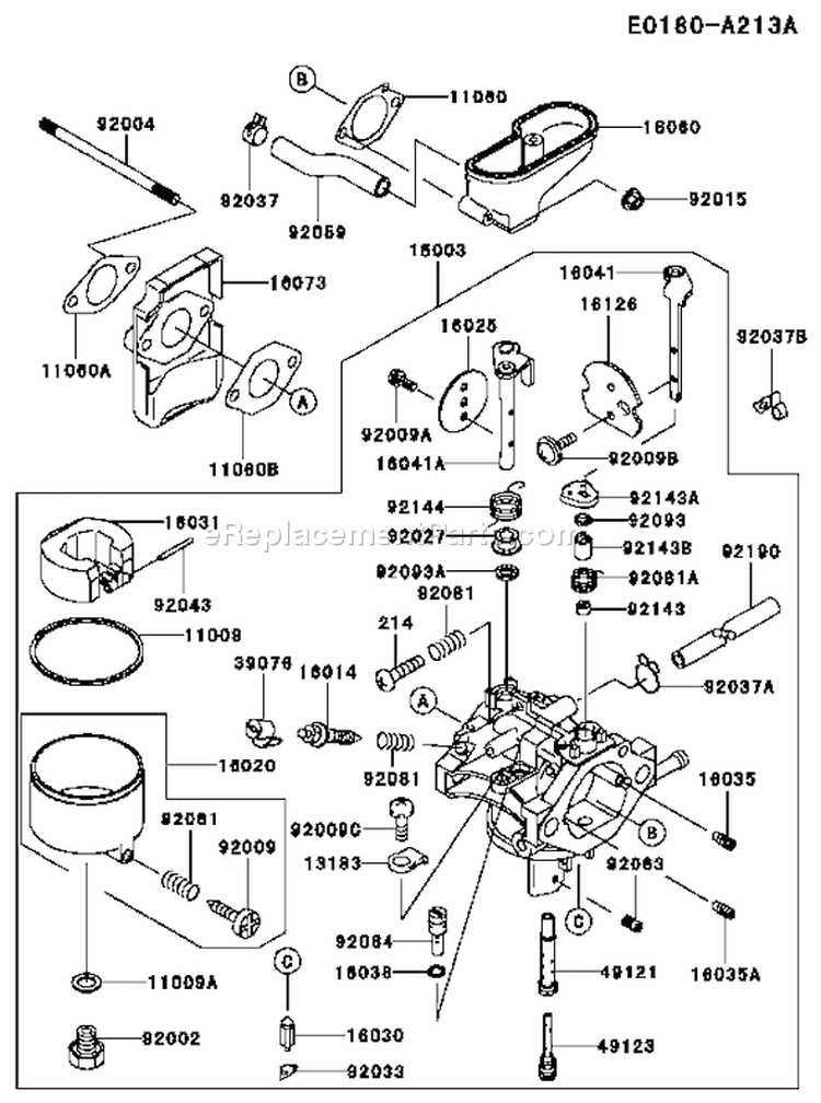 Page B Diagram and Parts List for FC290V AS17 Kawasaki Engine
