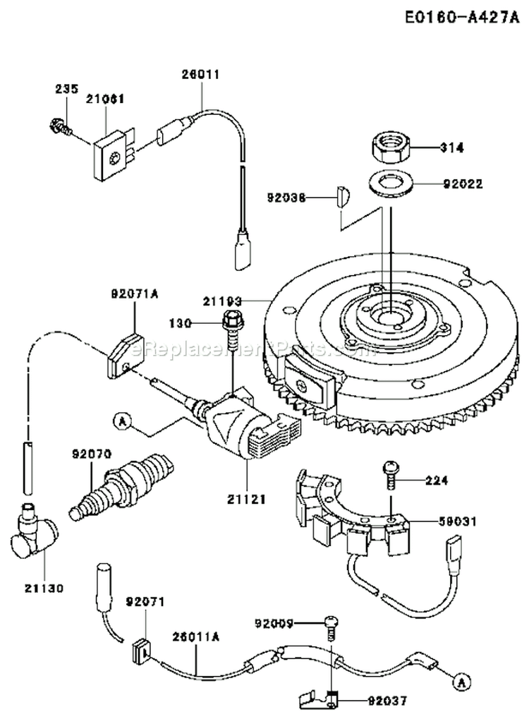 Page F Diagram and Parts List for FC290V AS17 Kawasaki Engine