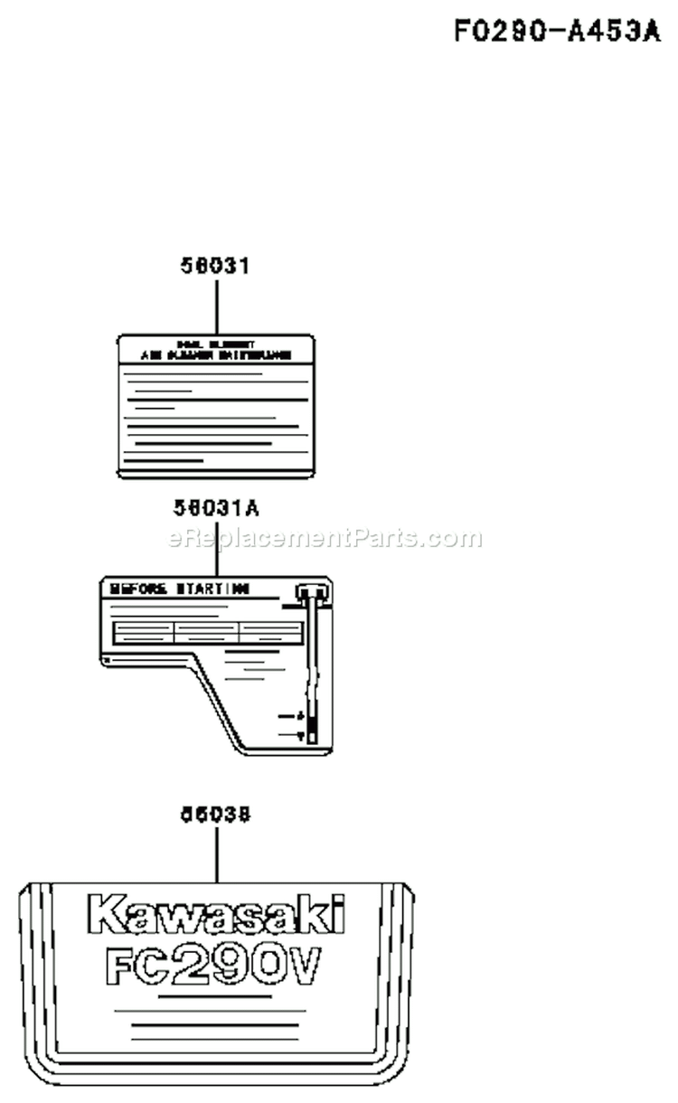 Page H Diagram and Parts List for FC290V AS17 Kawasaki Engine