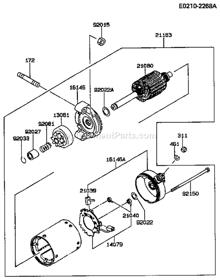 Page K Diagram and Parts List for FC290V BS05 Kawasaki Engine