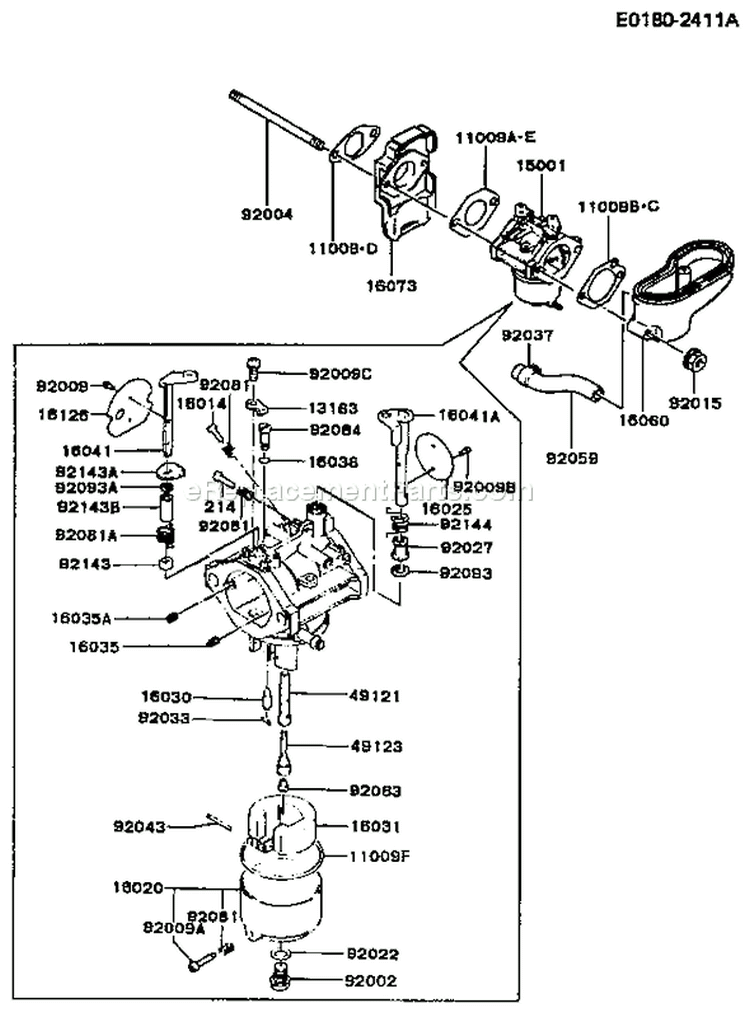 Page B Diagram and Parts List for FC290V BS05 Kawasaki Engine