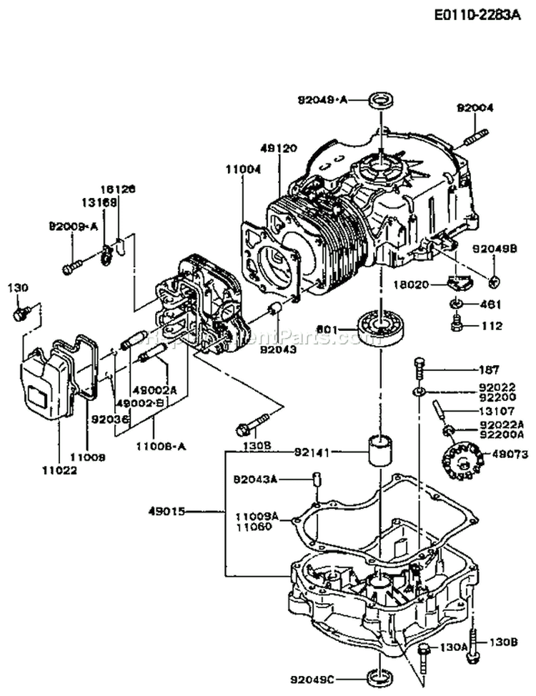 Page E Diagram and Parts List for FC290V BS05 Kawasaki Engine
