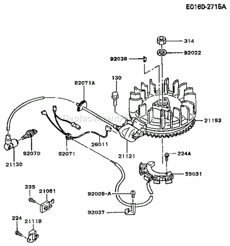 Page F Diagram and Parts List for FC290V BS05 Kawasaki Engine