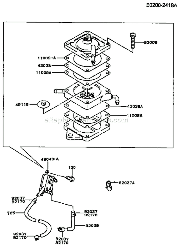 Page G Diagram and Parts List for FC290V BS05 Kawasaki Engine