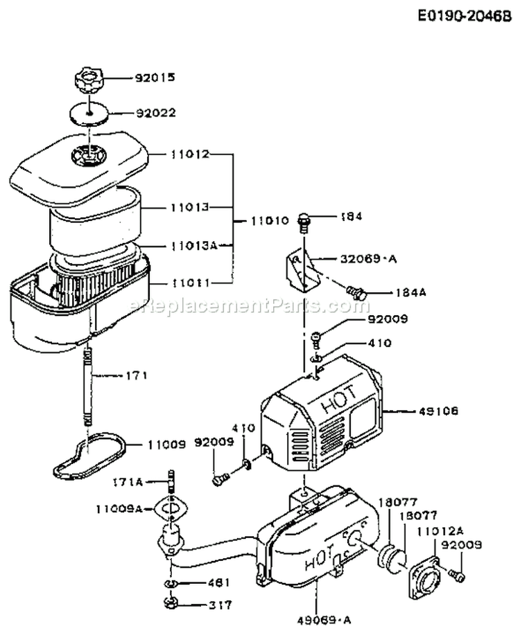 Page A Diagram and Parts List for FC290V BS12 Kawasaki Engine