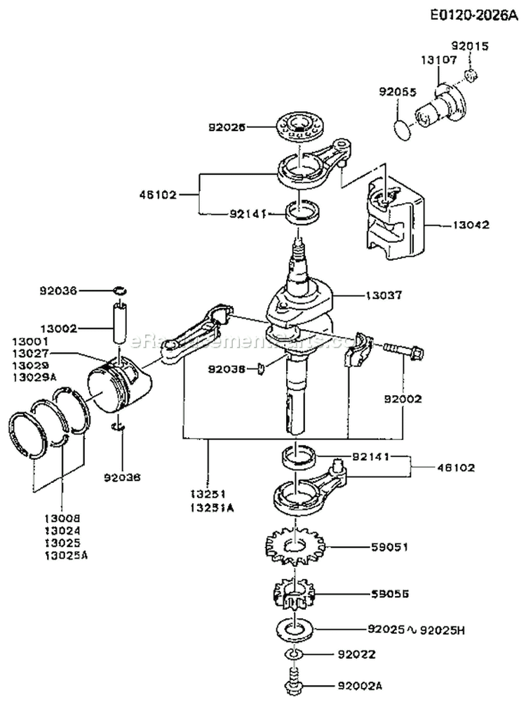 Page J Diagram and Parts List for FC290V BS12 Kawasaki Engine