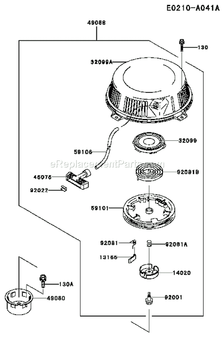 Page K Diagram and Parts List for FC290V AS15 Kawasaki Engine