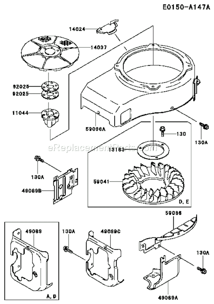 Page D Diagram and Parts List for FC290V AS15 Kawasaki Engine