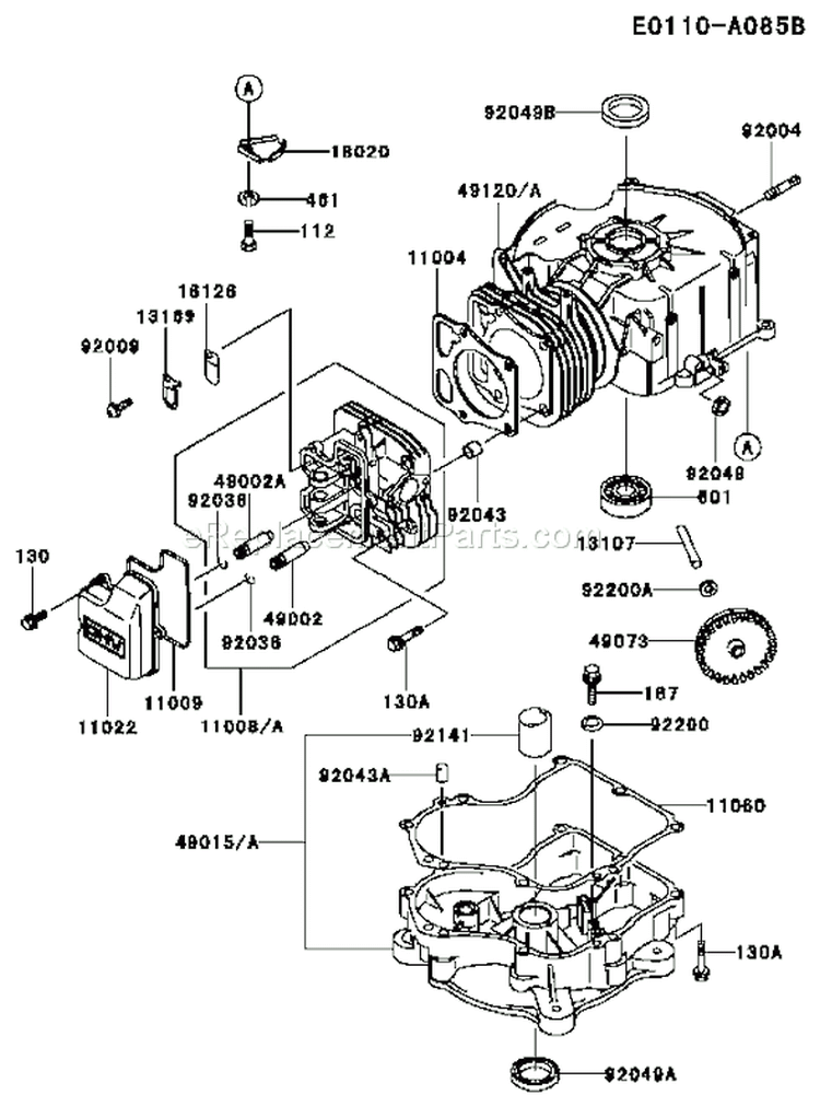 Page E Diagram and Parts List for FC290V AS15 Kawasaki Engine