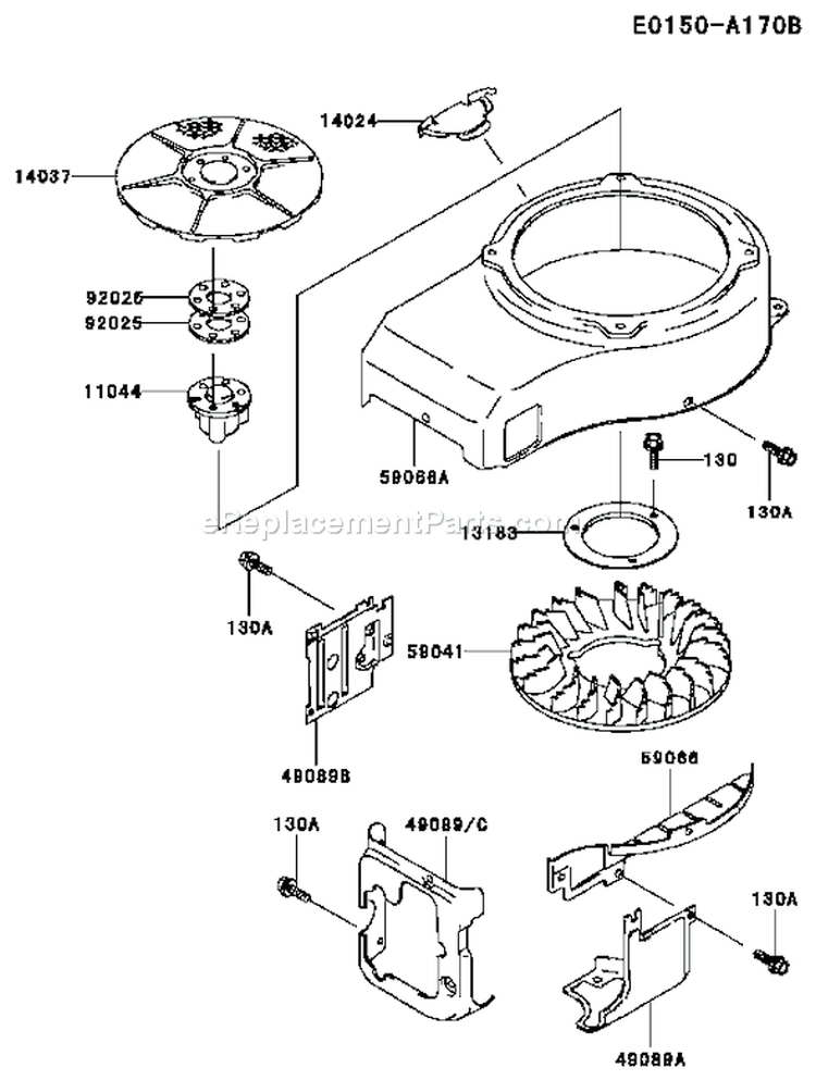 Page D Diagram and Parts List for FC290V DS13 Kawasaki Engine