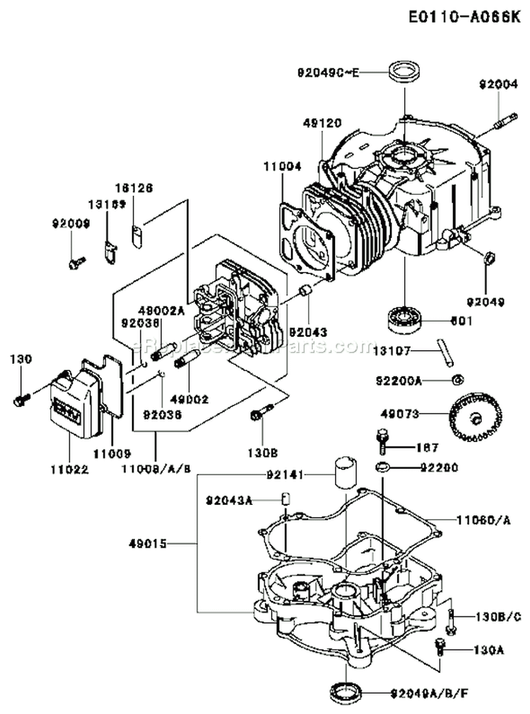 Page E Diagram and Parts List for FC290V DS13 Kawasaki Engine