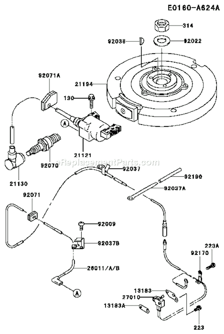 Page F Diagram and Parts List for FC290V DS13 Kawasaki Engine