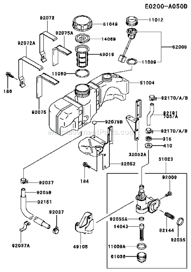 Page G Diagram and Parts List for FC290V DS13 Kawasaki Engine