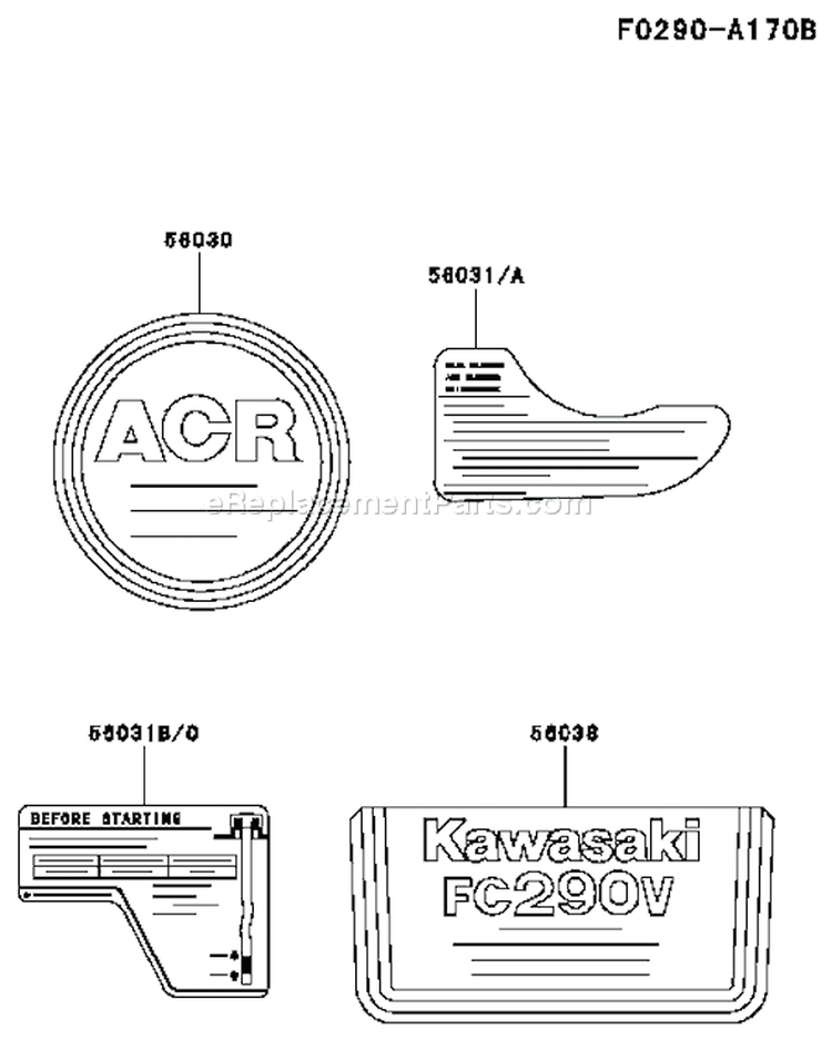 Page H Diagram and Parts List for FC290V DS13 Kawasaki Engine