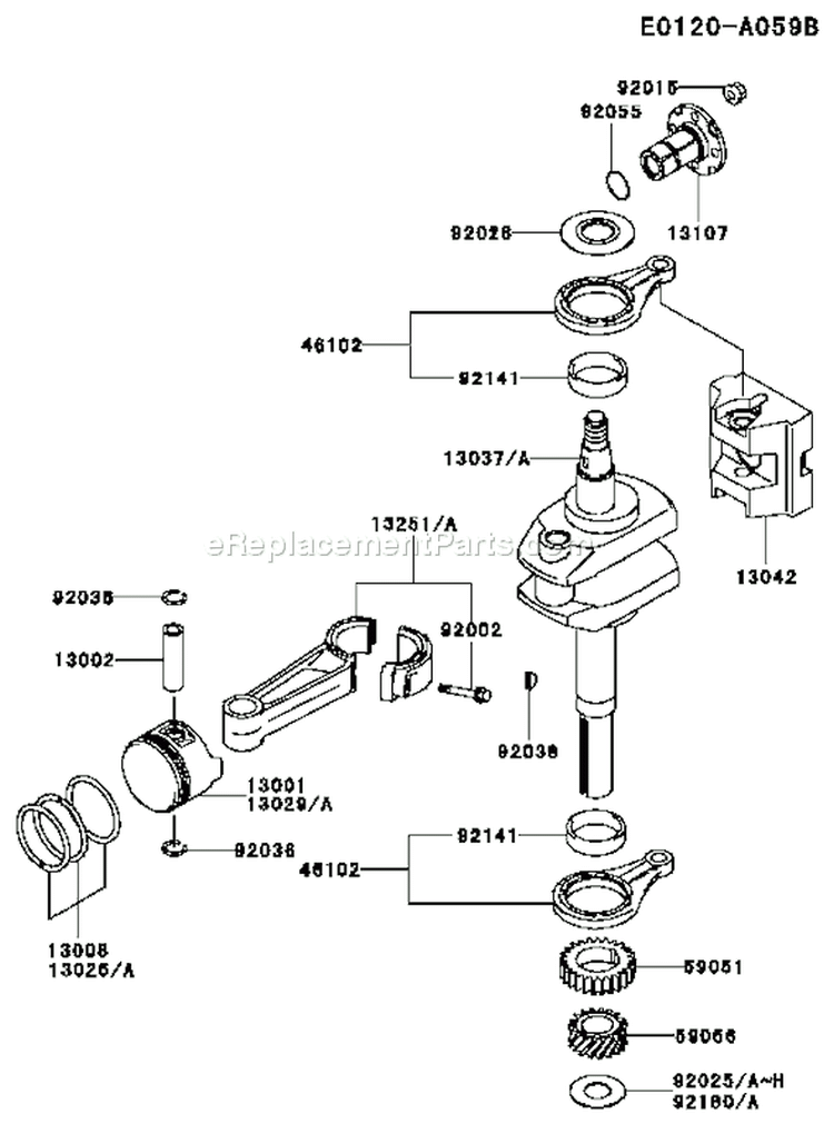 Page J Diagram and Parts List for FC290V ES15 Kawasaki Engine