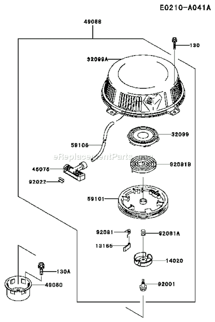Page J Diagram and Parts List for FC290V AS16 Kawasaki Engine