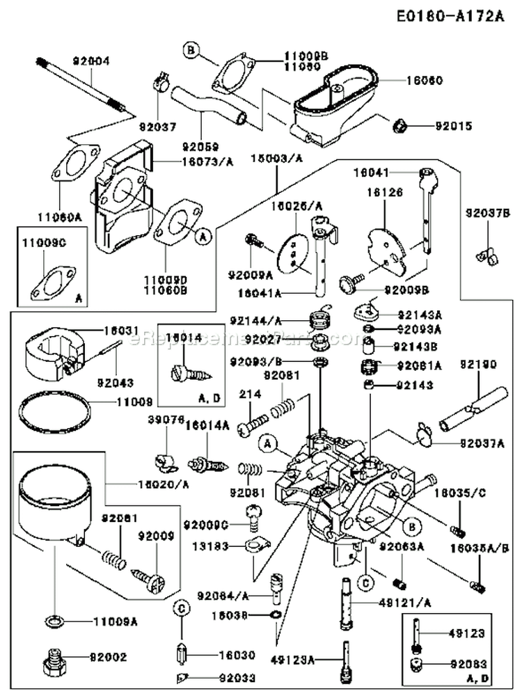 Page B Diagram and Parts List for FC290V ES15 Kawasaki Engine