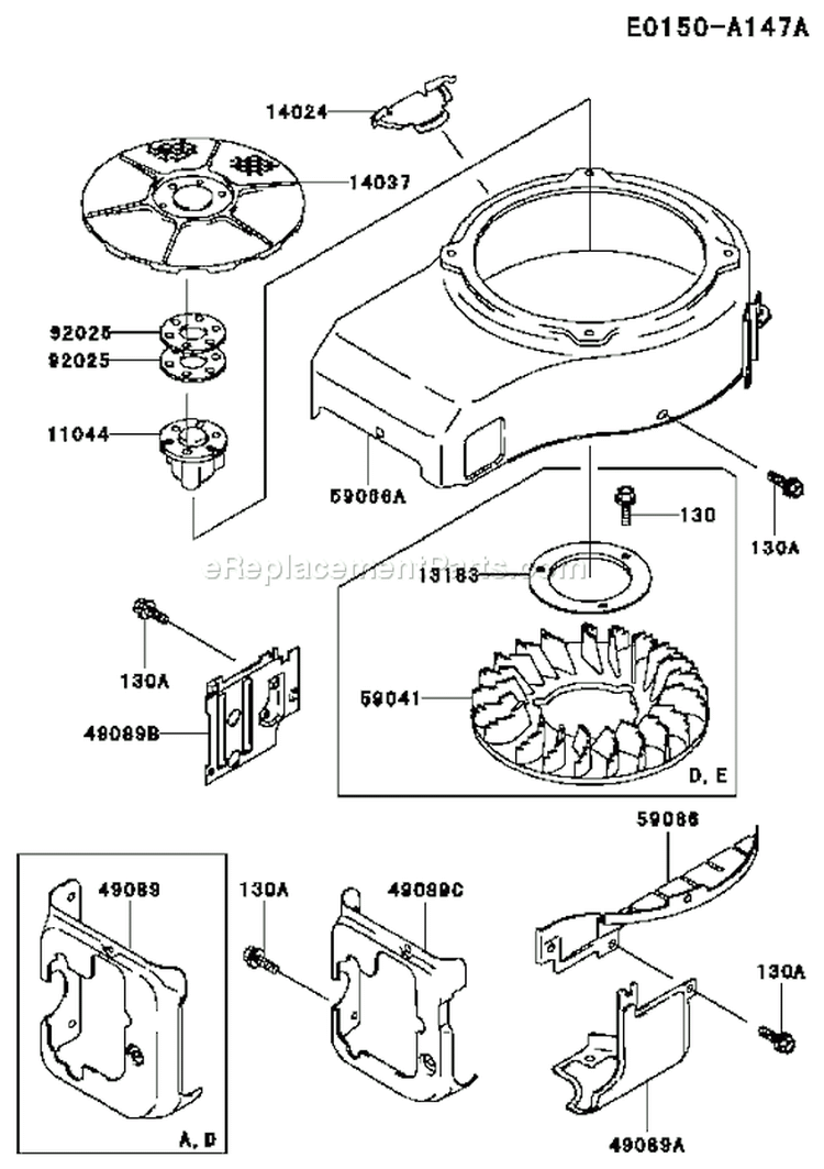 Page D Diagram and Parts List for FC290V ES15 Kawasaki Engine