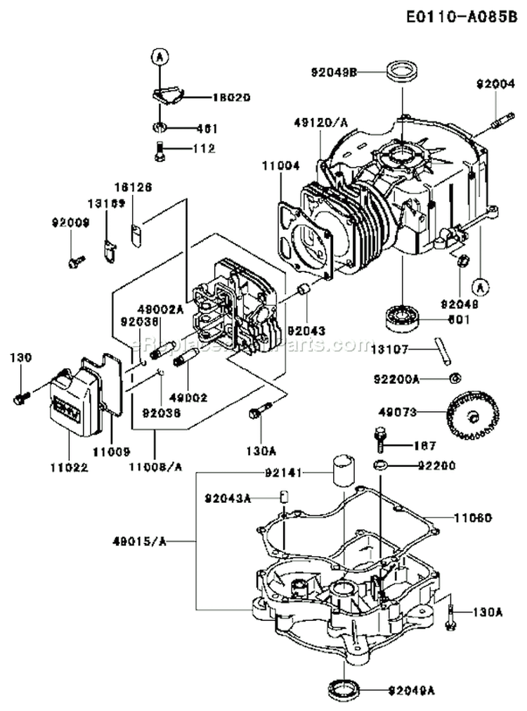 Page E Diagram and Parts List for FC290V ES15 Kawasaki Engine