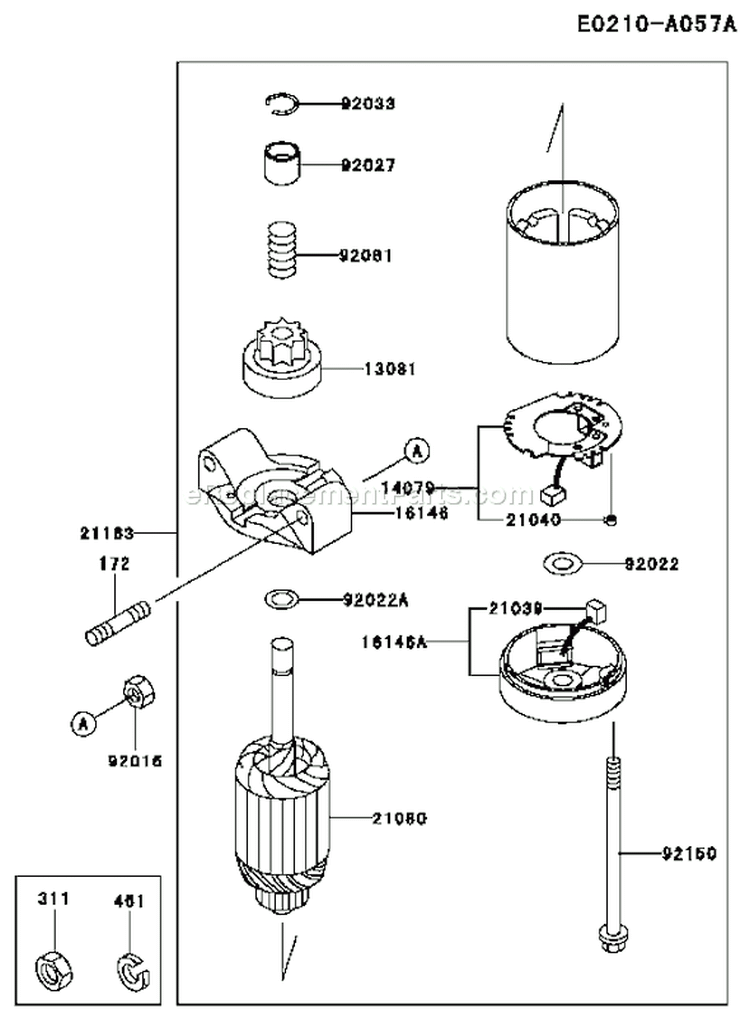 Page K Diagram and Parts List for FC290V FS05 Kawasaki Engine