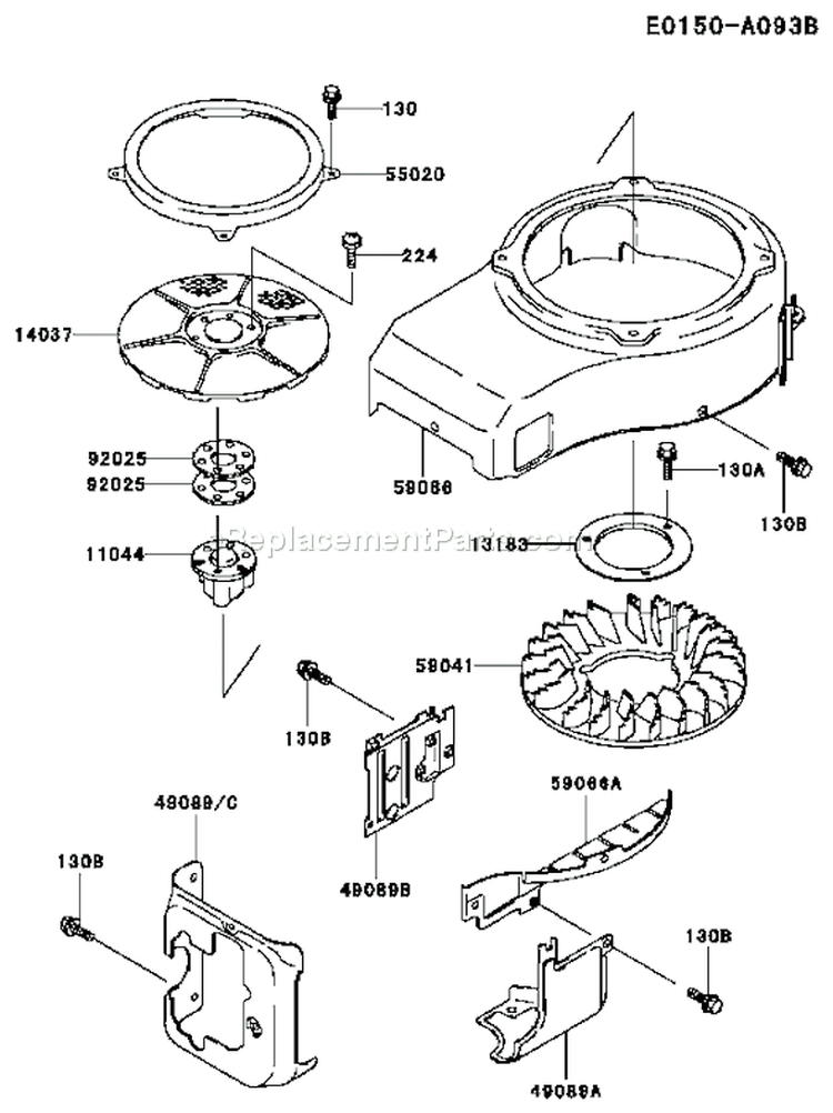 Page D Diagram and Parts List for FC290V FS05 Kawasaki Engine