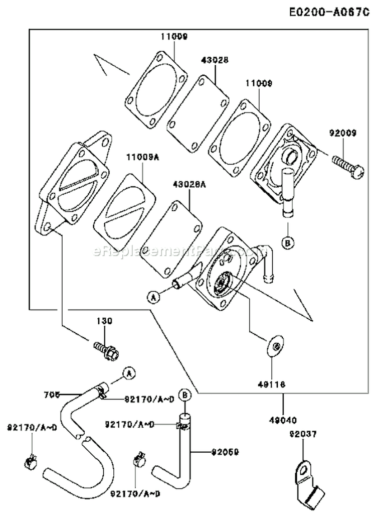 Page G Diagram and Parts List for FC290V FS05 Kawasaki Engine