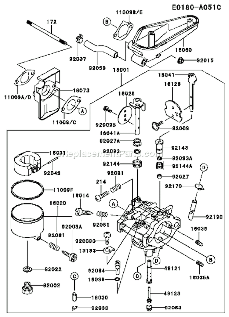 Page B Diagram and Parts List for FC400V AS00 Kawasaki Engine