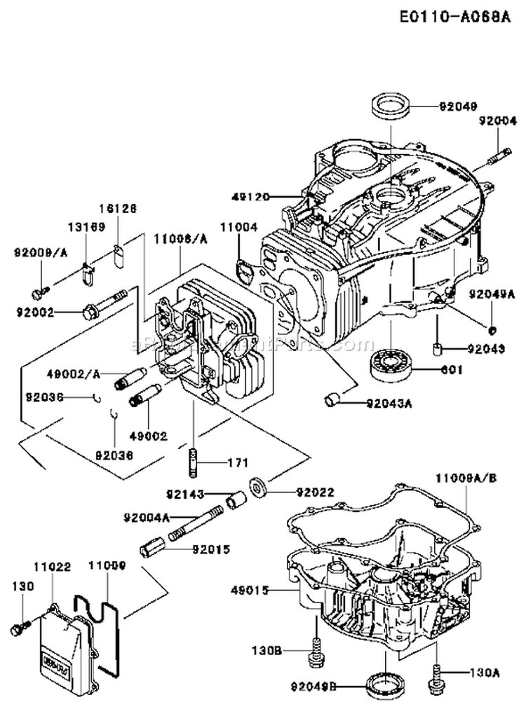 Page E Diagram and Parts List for FC400V AS00 Kawasaki Engine