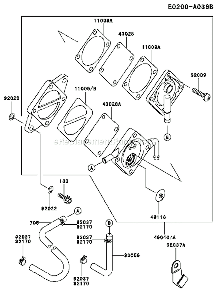 Page G Diagram and Parts List for FC400V AS00 Kawasaki Engine
