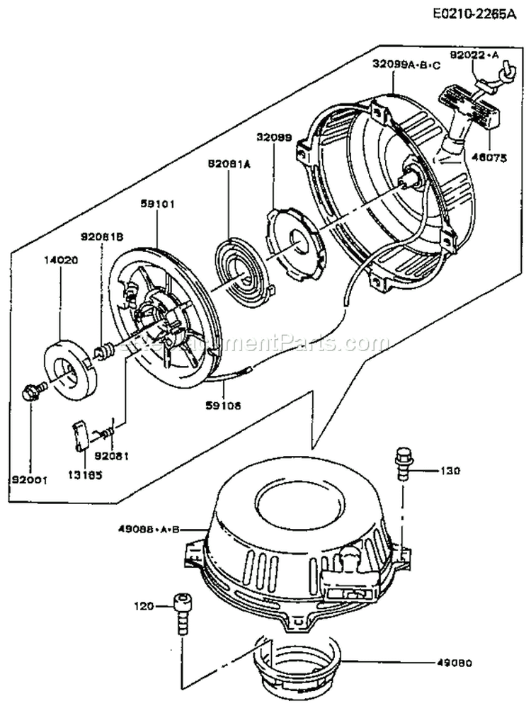Page J Diagram and Parts List for FC400V AS01 Kawasaki Engine