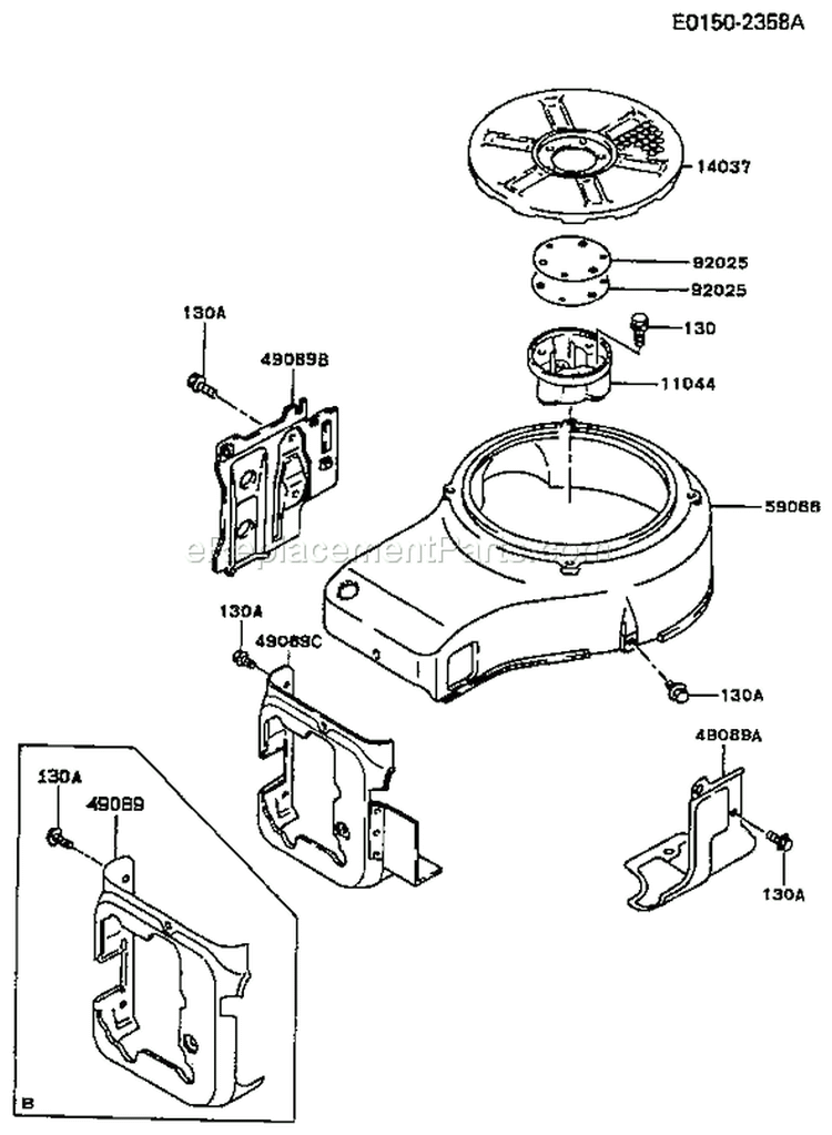 Page D Diagram and Parts List for FC400V AS01 Kawasaki Engine