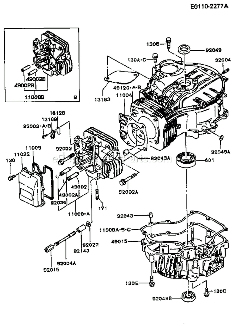 Page E Diagram and Parts List for FC400V AS01 Kawasaki Engine