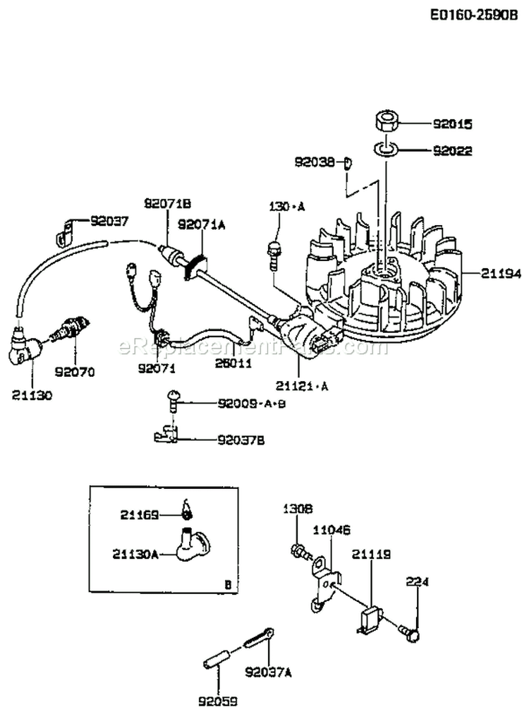 Page F Diagram and Parts List for FC400V AS01 Kawasaki Engine
