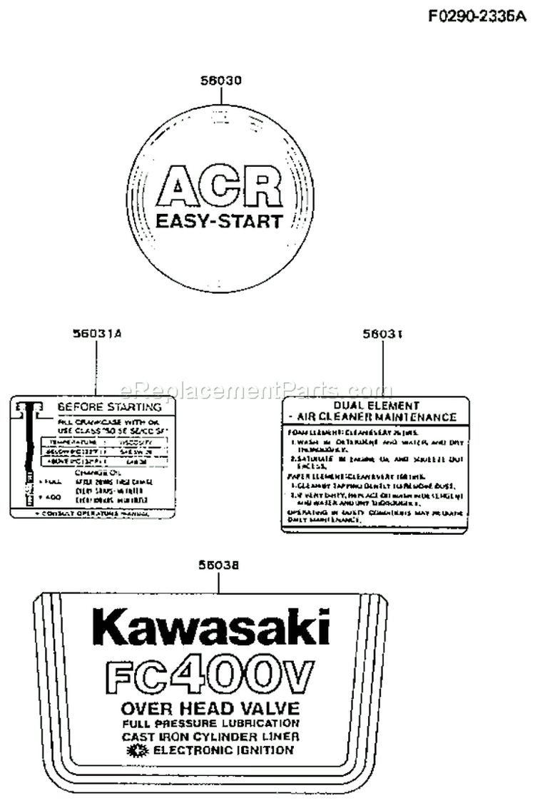 Page G Diagram and Parts List for FC400V AS01 Kawasaki Engine