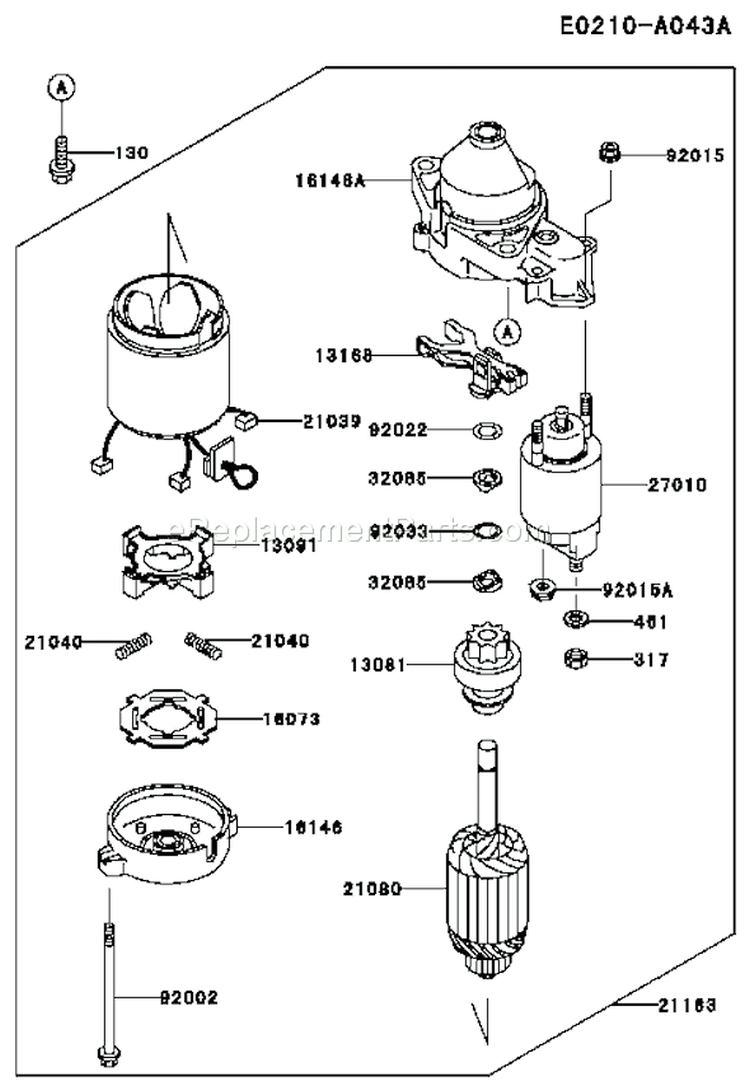 Page K Diagram and Parts List for FC400V AS02 Kawasaki Engine