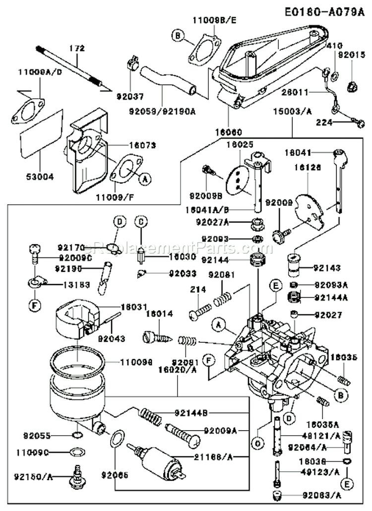 Page B Diagram and Parts List for FC400V AS02 Kawasaki Engine