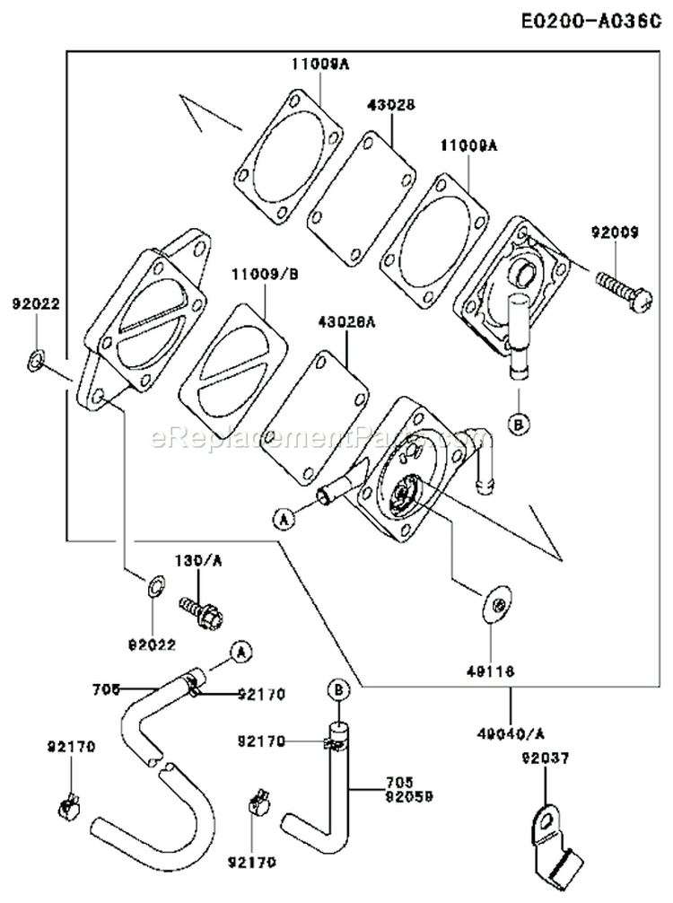 Page G Diagram and Parts List for FC400V AS02 Kawasaki Engine