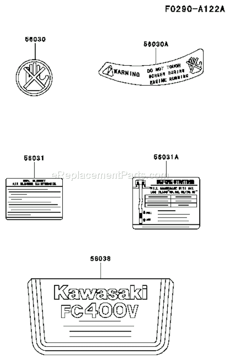 Page H Diagram and Parts List for FC400V AS02 Kawasaki Engine