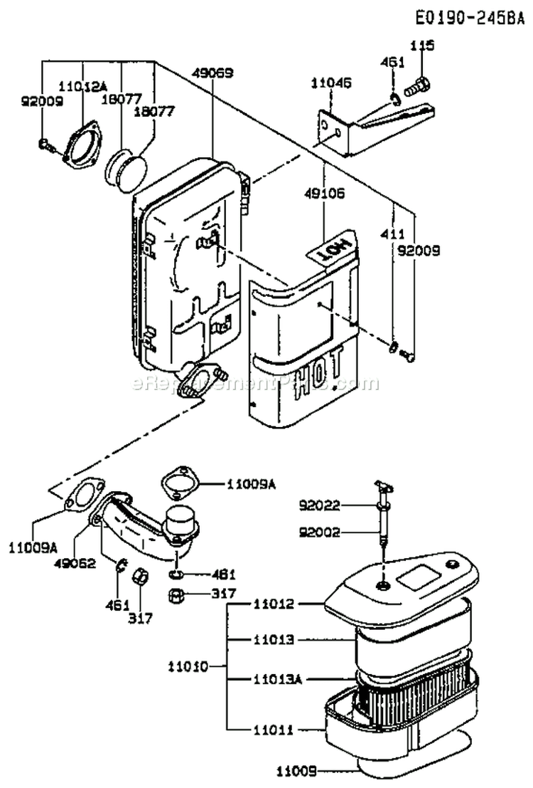 Page A Diagram and Parts List for FC400V AS03 Kawasaki Engine