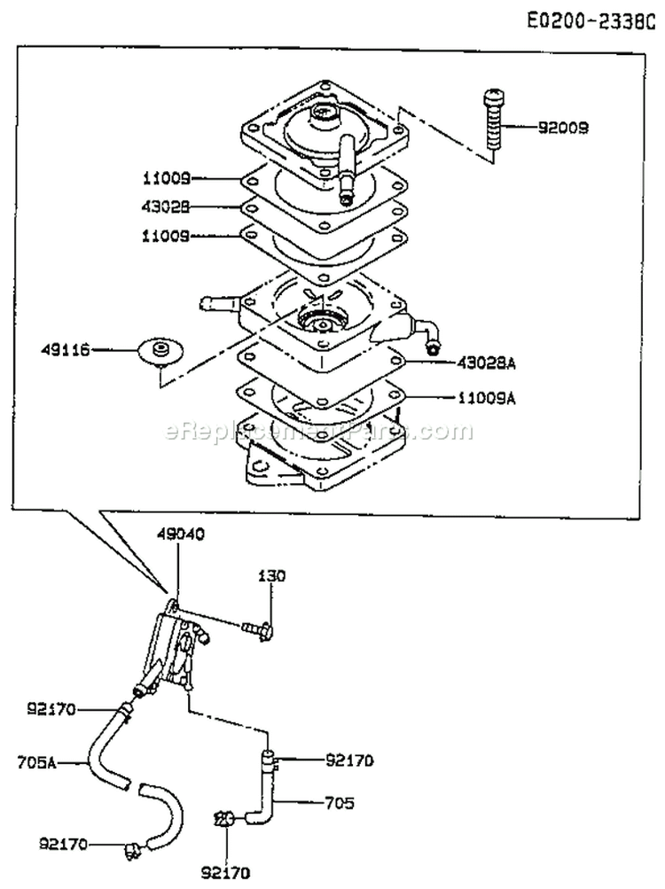 Page G Diagram and Parts List for FC400V AS03 Kawasaki Engine
