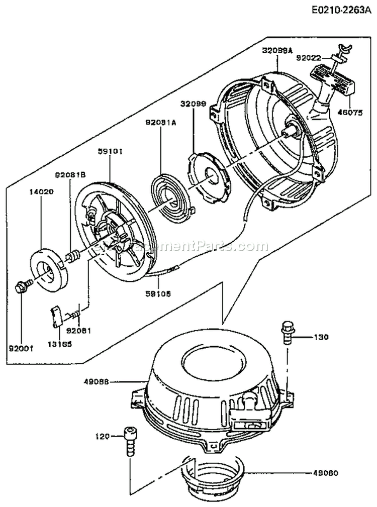 Page J Diagram and Parts List for FC400V AS04 Kawasaki Engine