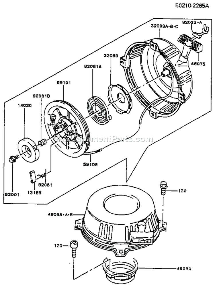 Page J Diagram and Parts List for FC400V BS01 Kawasaki Engine