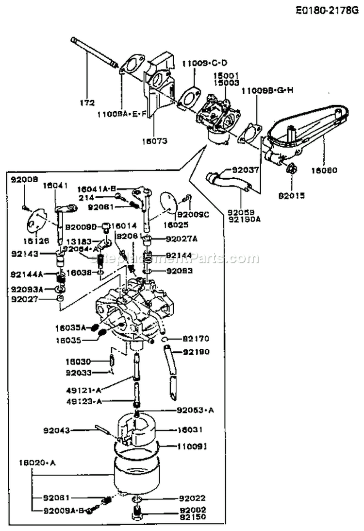 Page B Diagram and Parts List for FC400V BS01 Kawasaki Engine