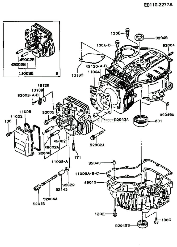 Page E Diagram and Parts List for FC400V BS01 Kawasaki Engine