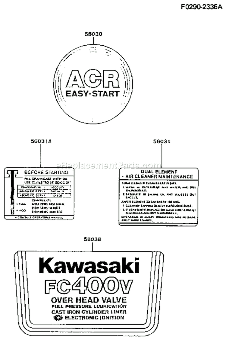 Page G Diagram and Parts List for FC400V BS01 Kawasaki Engine