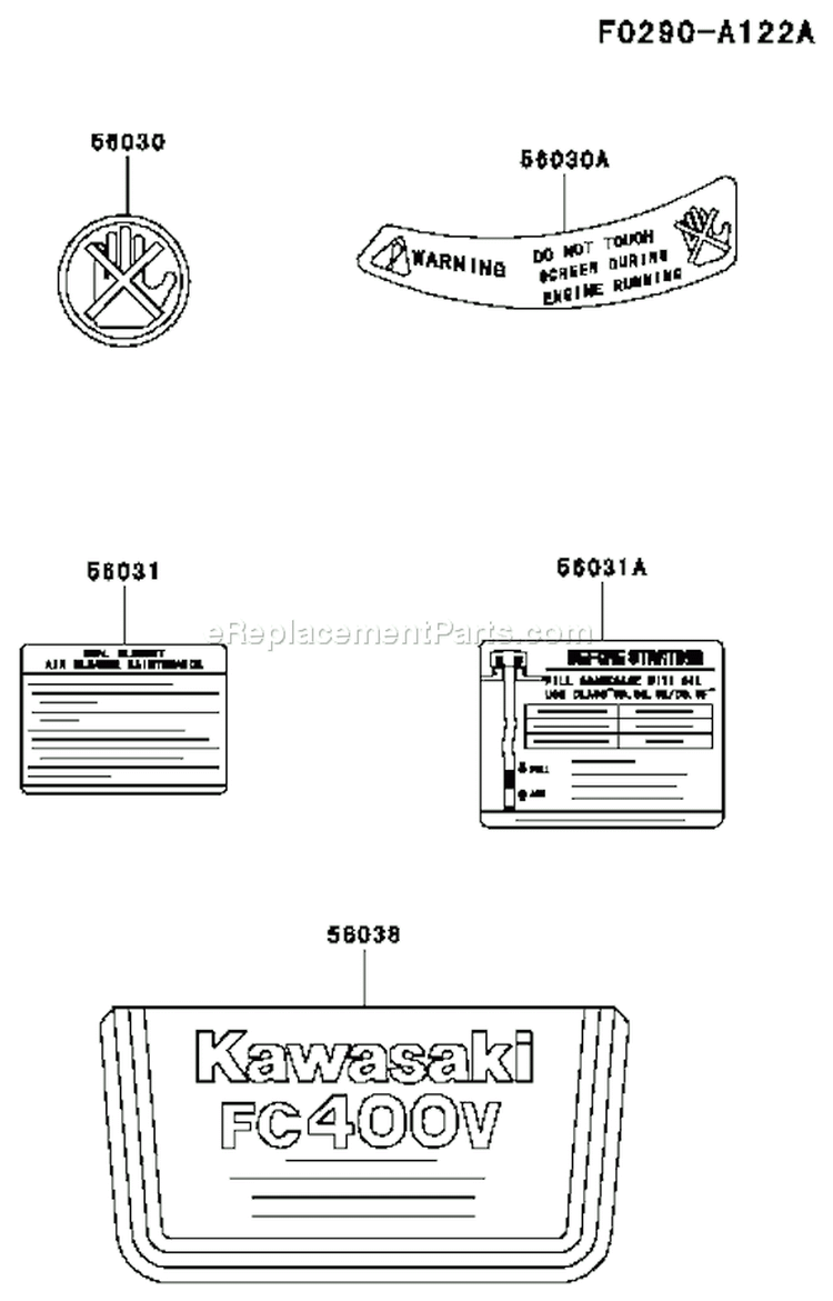 Page H Diagram and Parts List for FC400V BS02 Kawasaki Engine