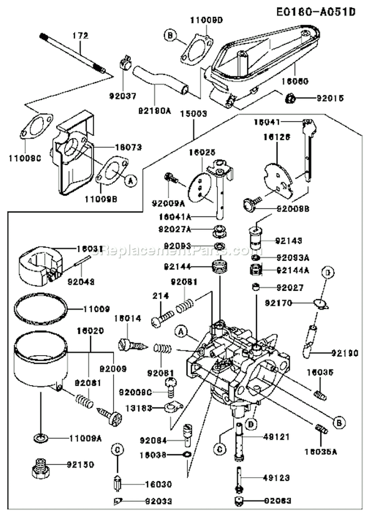 Page B Diagram and Parts List for FC401V AS00 Kawasaki Engine