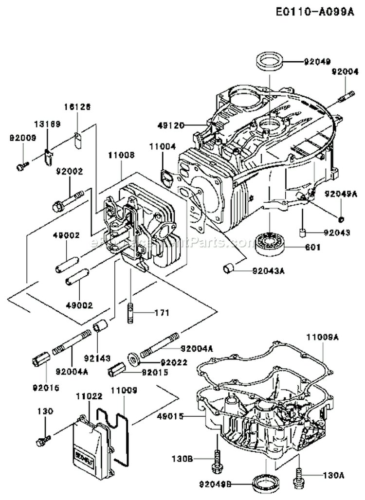 Page E Diagram and Parts List for FC401V AS00 Kawasaki Engine