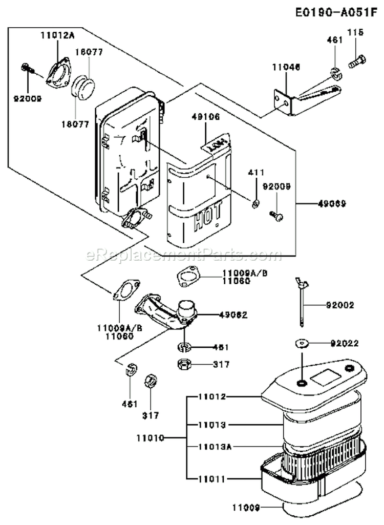 Page A Diagram and Parts List for FC401V AS01 Kawasaki Engine